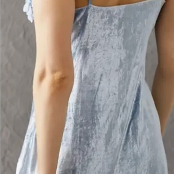 NWT FREE PEOPLE Velvet Mini Dress Light Blue Size 10 - Picture 2 of 16